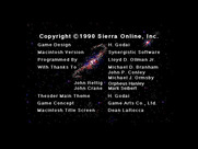 Thexder for Macintosh - Game credits.