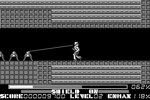 Thexder Macintosh Screenshot: Blast these opponents restores a small amount of energy.
