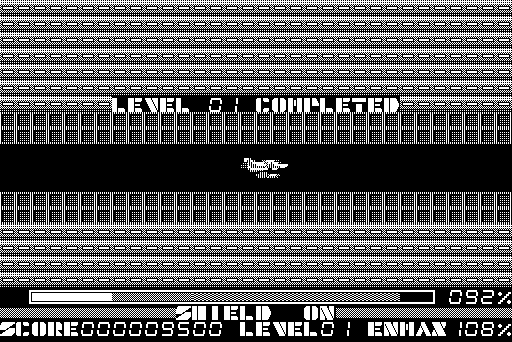 Thexder Macintosh Screenshot: Level 01 completed.