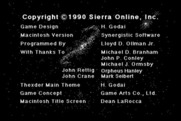 Thexder for Macintosh - Game credits.