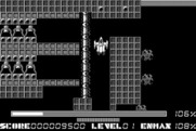 Thexder for Macintosh - Flying up through a narrow path...