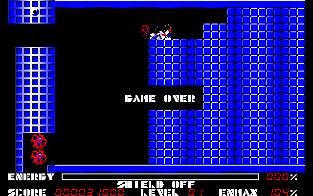 Thexder PC-8800 Series Screenshot: Game over.