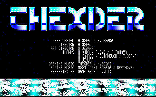 Thexder PC-8800 Series Screenshot: Game credits screen.
