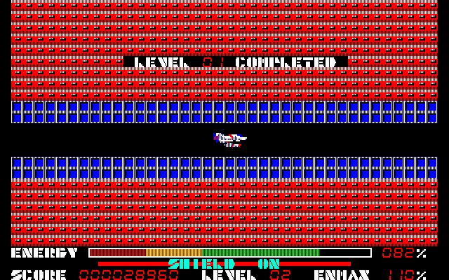 Thexder PC-8800 Series Screenshot: Level 01 completed!