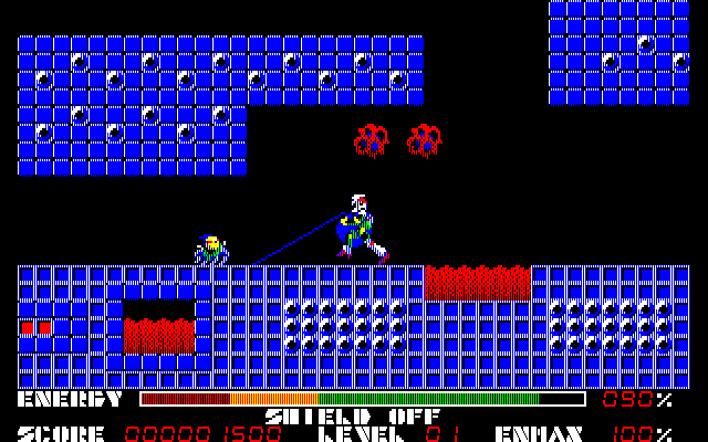 Thexder PC-8800 Series Screenshot: Watch out for the attack from above!