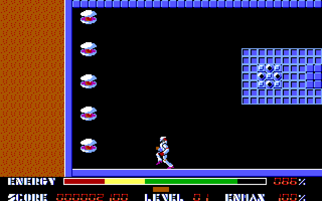 Thexder IBM PC/Compatibles Screenshot: Shoot these things for extra energy.