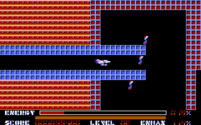 Thexder IBM PC/Compatibles Screenshot: Start of the second level.