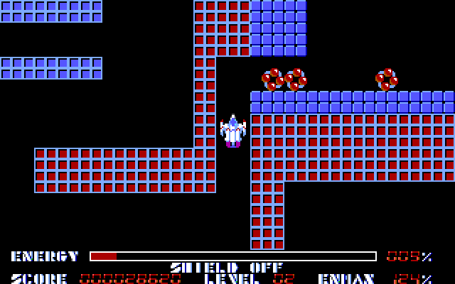Thexder IBM PC/Compatibles Screenshot: Can I make it through this corridor?