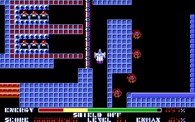Thexder IBM PC/Compatibles Screenshot: Sometimes the path is narrow...