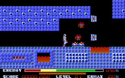 Thexder for IBM PC/Compatibles - Hitting enemies or touching the lava drains your energy.