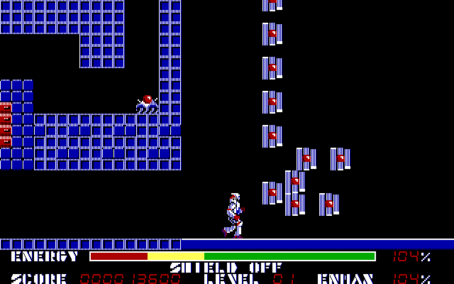 Thexder IBM PC/Compatibles Screenshot: Sometimes opponents attack in great numbers.