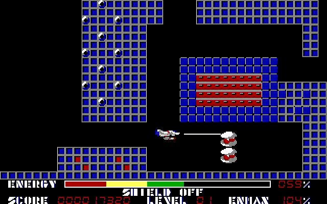 Thexder IBM PC/Compatibles Screenshot: Shooting certain opponents replenishes your energy.