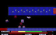 Thexder for IBM PC/Compatibles - Flying past some enemies.