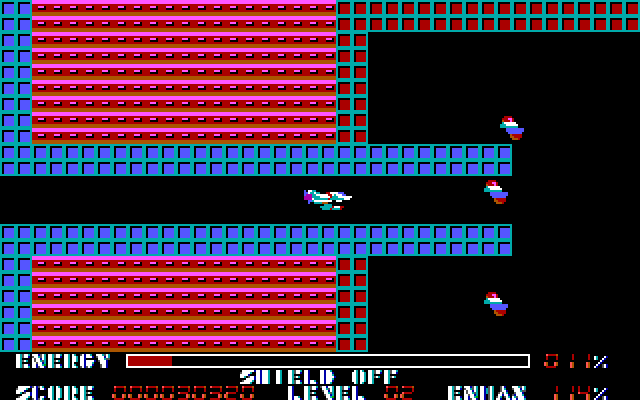 Thexder IBM PC/Compatibles Screenshot: Start of level two.