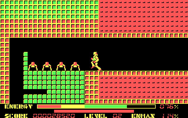 Thexder IBM PC/Compatibles Screenshot: Some enemies replenish your energy when shot.