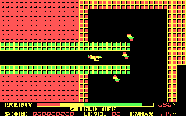 Thexder IBM PC/Compatibles Screenshot: Beginning of level two.