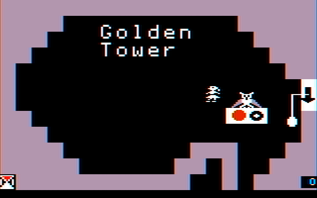 Think Quick! IBM PC/Compatibles Screenshot: Starting the Golden Tower level.