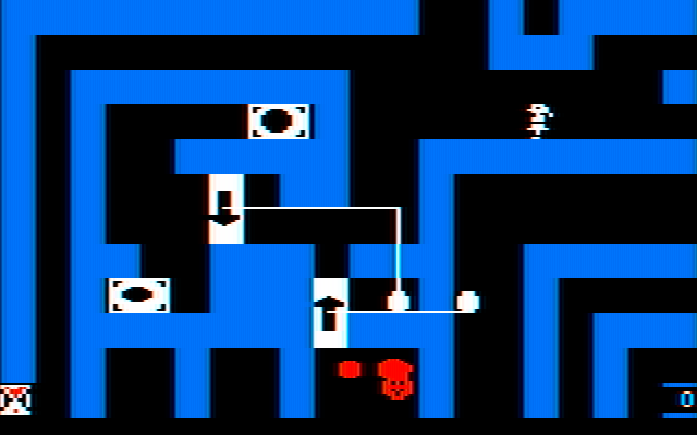 Think Quick! IBM PC/Compatibles Screenshot: You'll need to open and close doors to navigate the maze.