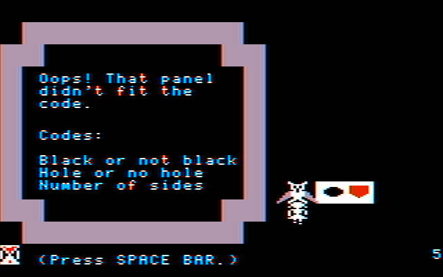 Think Quick! IBM PC/Compatibles Screenshot: Oops, I grabbed a panel that didn't match the code...
