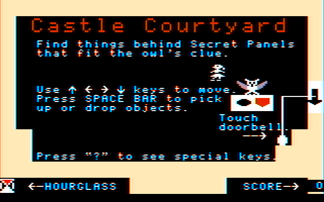 Think Quick! IBM PC/Compatibles Screenshot: Welcome to the Castle Courtyard...