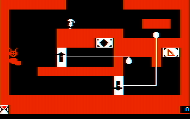 Think Quick! IBM PC/Compatibles Screenshot: One of the rooms; touch the doorbells to open or close doors.