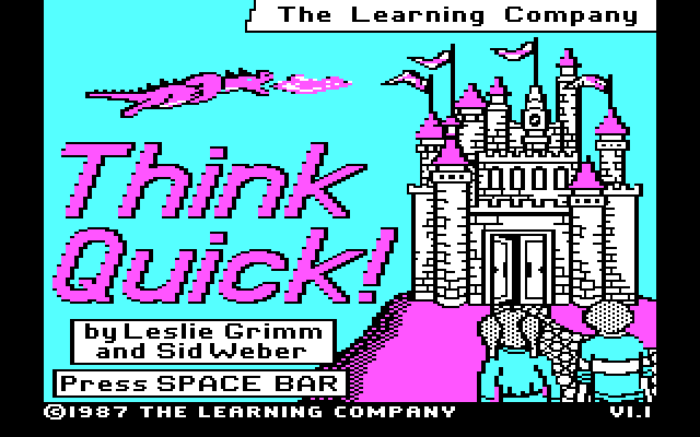 Think Quick! IBM PC/Compatibles Screenshot: Title screen.