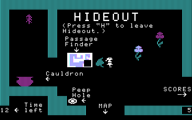 Think Quick! IBM PC/Compatibles Screenshot: In the hideout...
