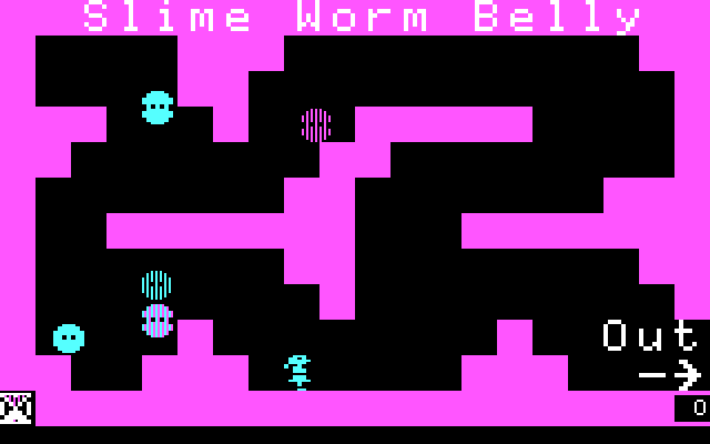 Think Quick! IBM PC/Compatibles Screenshot: Escaping from a slime worm belly...