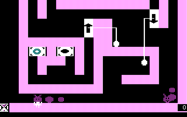 Think Quick! IBM PC/Compatibles Screenshot: A slime worm got me right as I entered this next room!