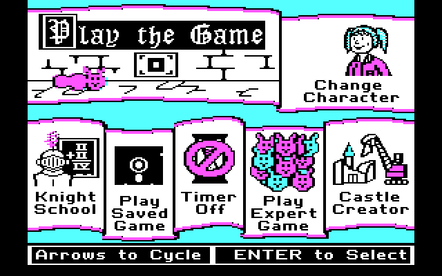 Think Quick! IBM PC/Compatibles Screenshot: The main menu.