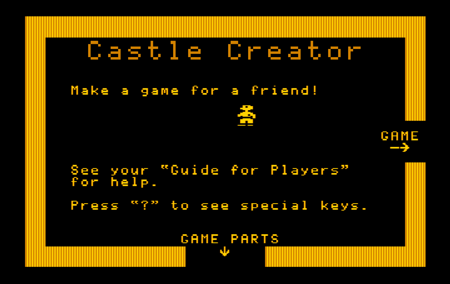Think Quick! IBM PC/Compatibles Screenshot: Welcome to the castle creator!