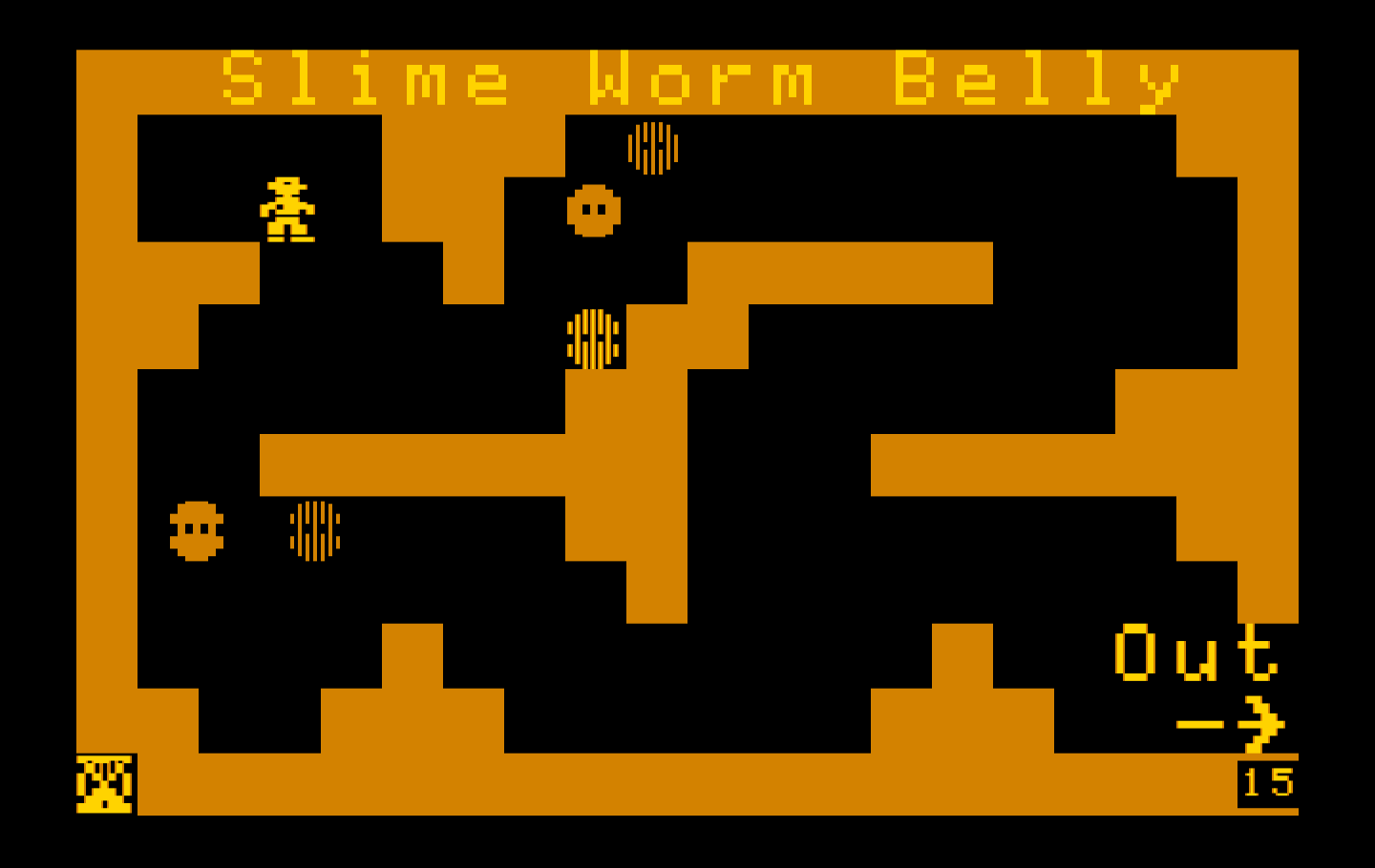 Think Quick! IBM PC/Compatibles Screenshot: Escaping from the slime worm belly.