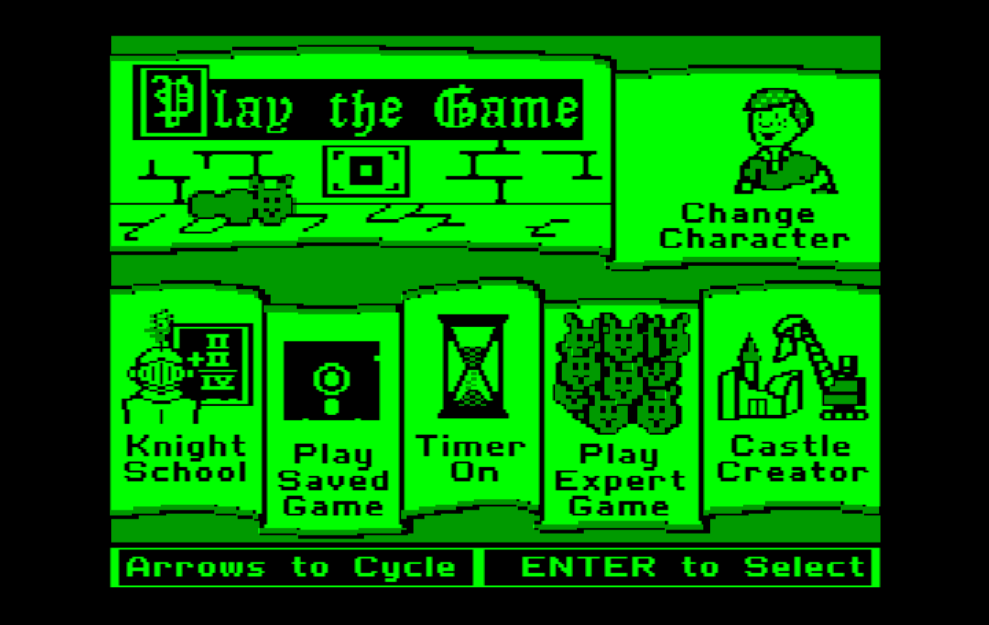 Think Quick! IBM PC/Compatibles Screenshot: The main menu.