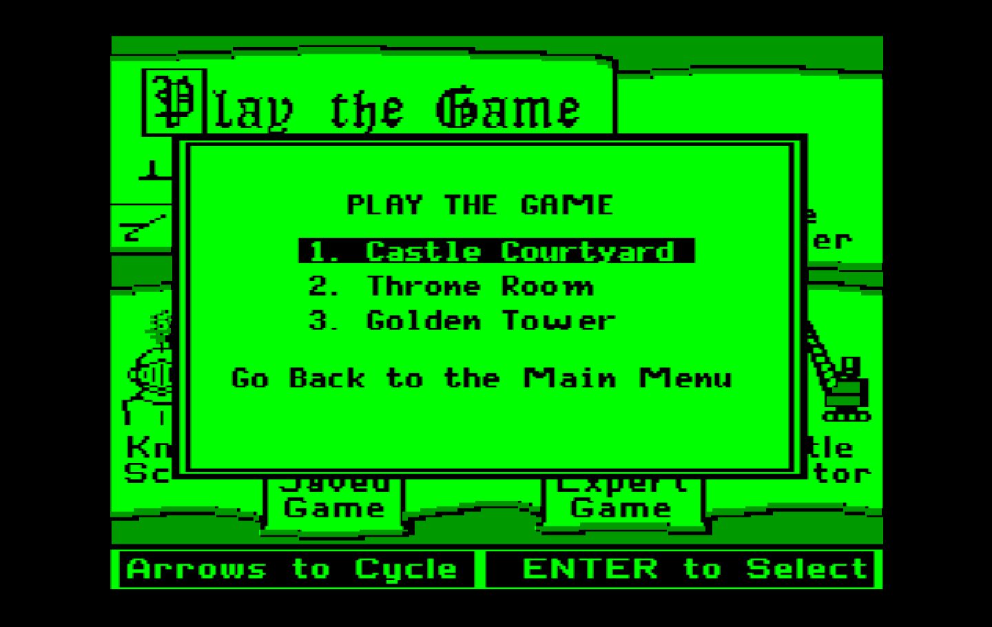 Think Quick! IBM PC/Compatibles Screenshot: Select the game to play.