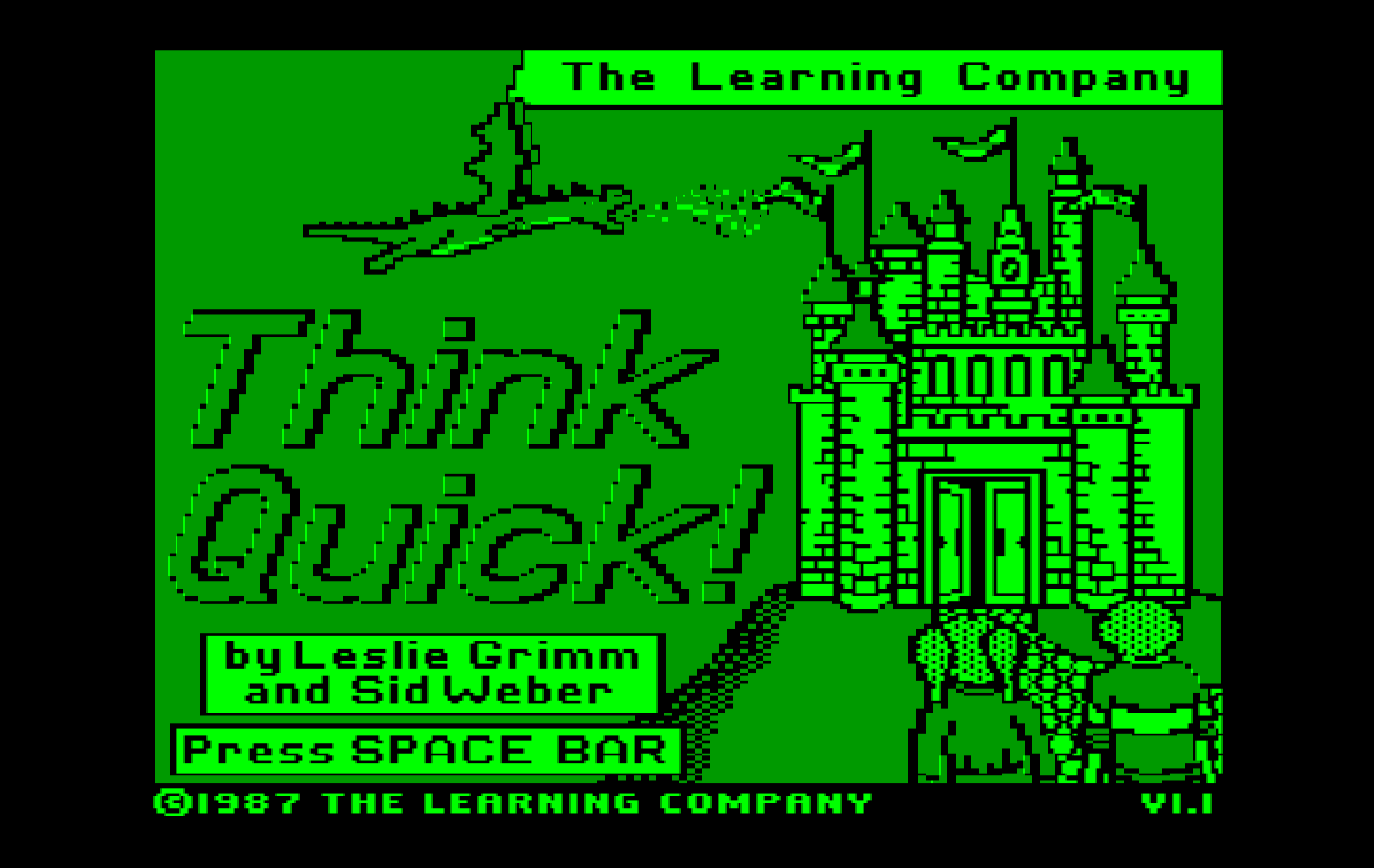 Think Quick! IBM PC/Compatibles Screenshot: Title screen.