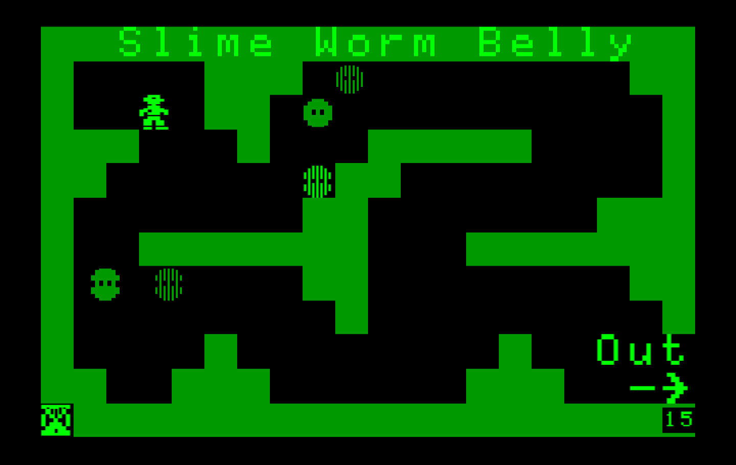 Think Quick! IBM PC/Compatibles Screenshot: Escaping from the slime worm belly.