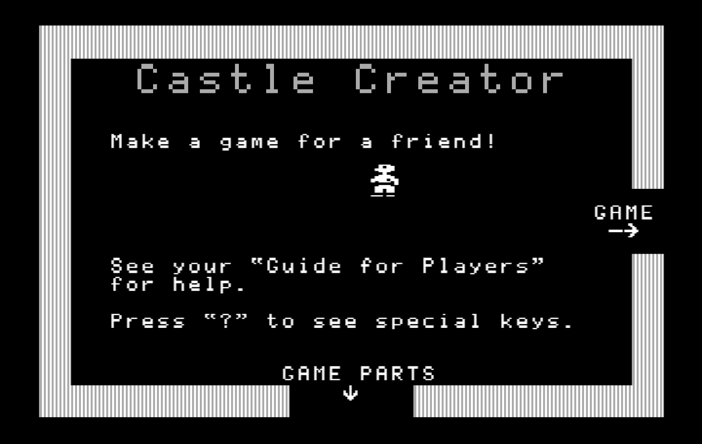 Think Quick! IBM PC/Compatibles Screenshot: Welcome to the castle creator!