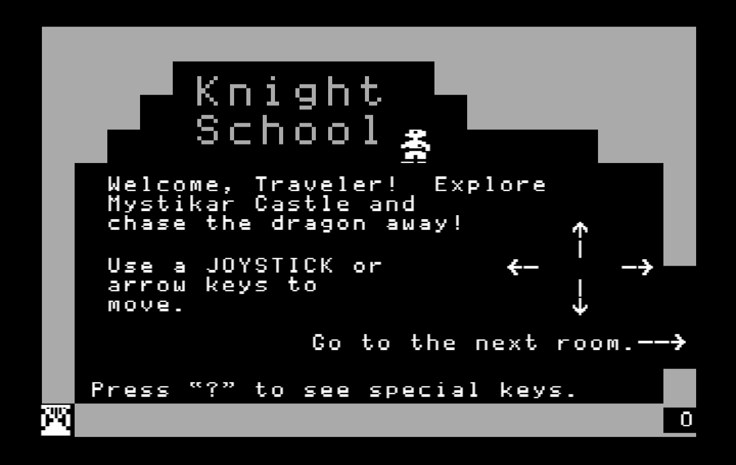 Think Quick! IBM PC/Compatibles Screenshot: Use the Knight School to learn how to play the game.