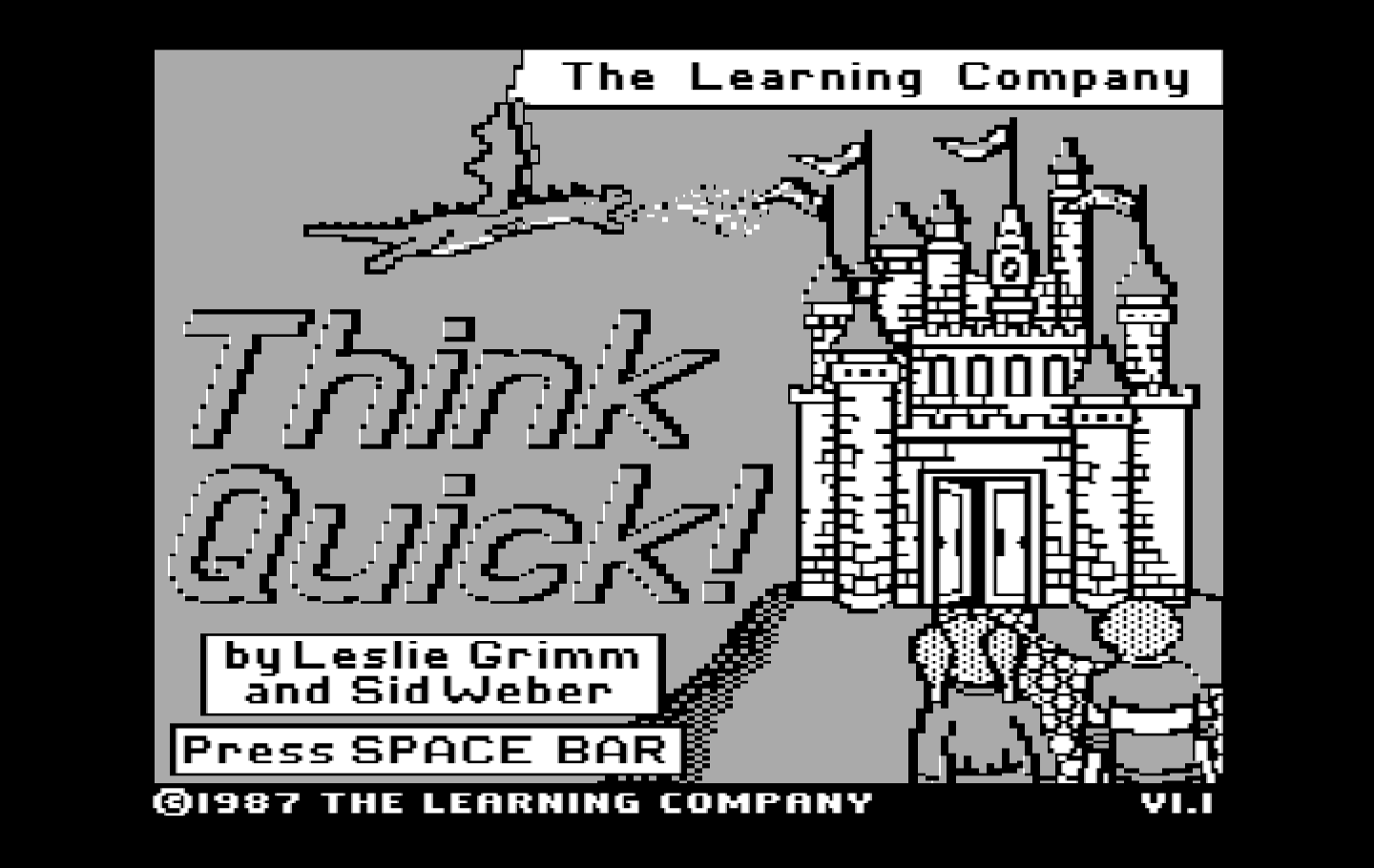 Think Quick! IBM PC/Compatibles Screenshot: Title screen.