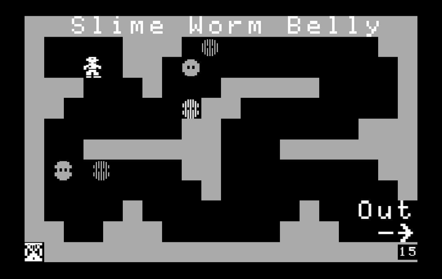 Think Quick! IBM PC/Compatibles Screenshot: Escaping from the slime worm belly.