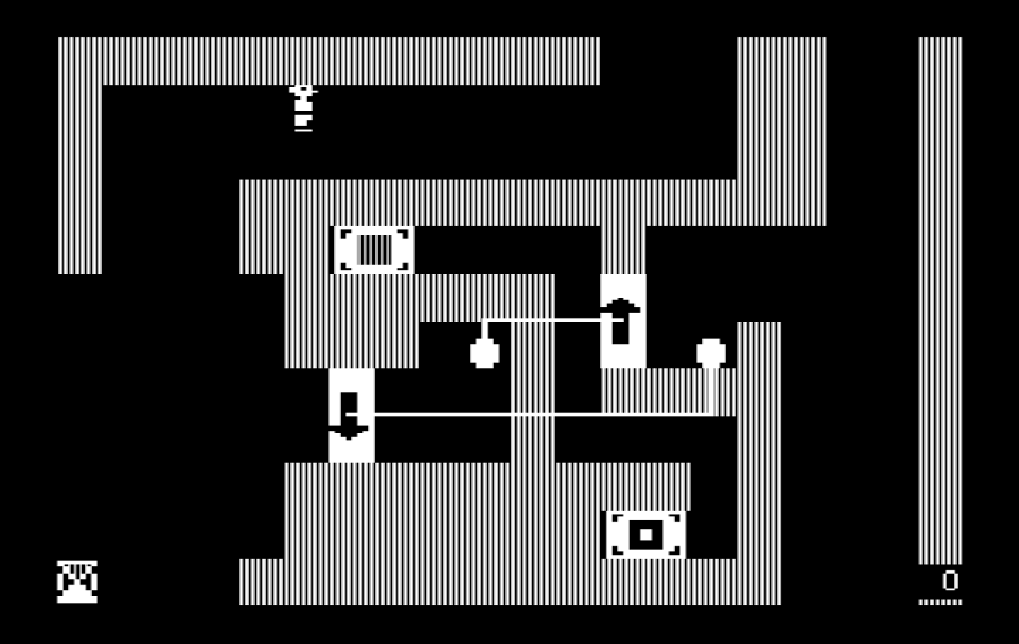Think Quick! IBM PC/Compatibles Screenshot: A strange looking contraption of a room...