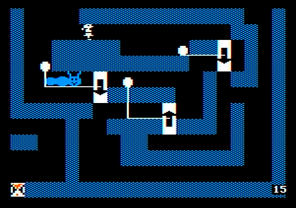 Think Quick! Apple II Screenshot: The door and maze layouts start to get more complex.