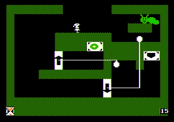 Think Quick! Apple II Screenshot: Another slime worm guards the doorbell...