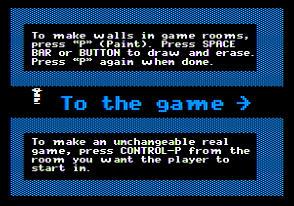 Think Quick! Apple II Screenshot: Go to the game when you're ready to test your masterpiece.