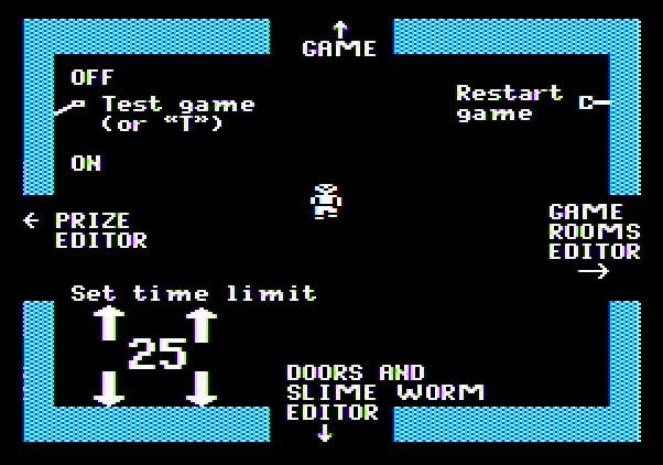 Think Quick! Apple II Screenshot: Go to different rooms to modify different aspects of your custom castle.