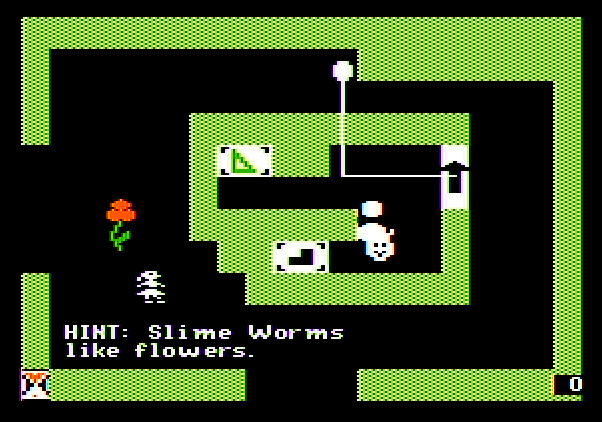 Think Quick! Apple II Screenshot: Slime worms like flowers.