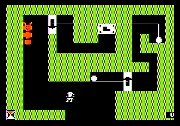 Think Quick! Apple II Screenshot: There's a puzzle piece! I'll need to open doors to reach it...
