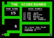 Think Quick! for Apple II - The high scores can be viewed from the hideout.
