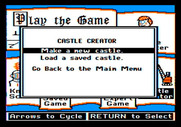 Think Quick! for Apple II - The castle creator menu.
