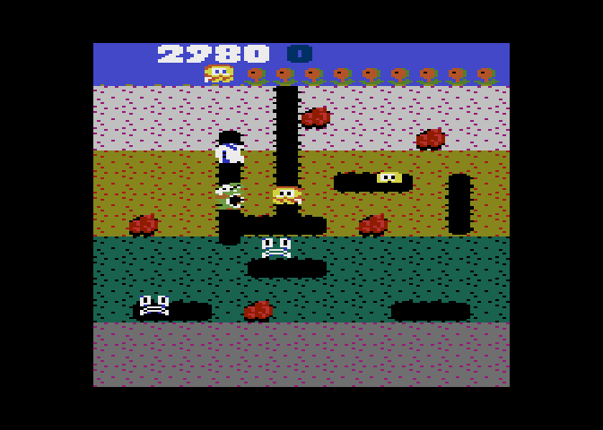 Dig Dug Atari 7800 Screenshot: One opponent down, many more to go!